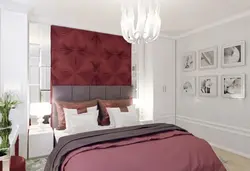 Серо бордовый интерьер спальни