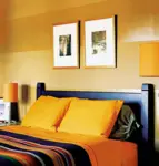 Ocher in the bedroom interior