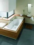 Steel bathtub in the interior