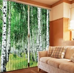 Photo curtains in the bedroom interior