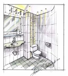 Bathroom interior drawing