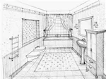 Bathroom interior drawing