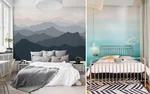 Mountains in the bedroom interior