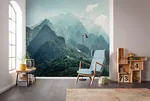 Mountains in the bedroom interior