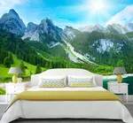 Mountains in the bedroom interior