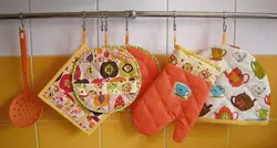 Potholders in the kitchen interior