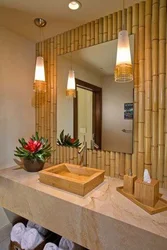 Ванна бөлмесінің интерьеріндегі бамбук