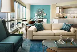 Aquamarine in the living room interior