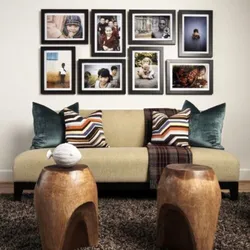Frames in the living room interior