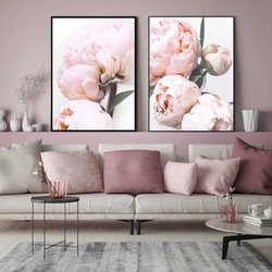 Peonies In The Living Room Interior