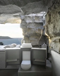 Rock in the bathroom interior