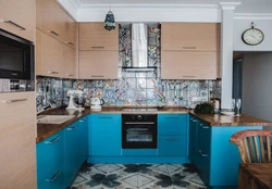 Turquoise Brown Kitchen Interior