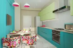 Turquoise Brown Kitchen Interior