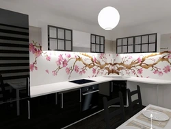 Kitchen Interior With Sakura