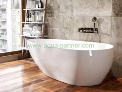 Cast bathtub in the interior