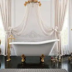 Cast bathtub in the interior