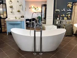 Cast bathtub in the interior