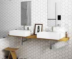 Hexagon in the bathroom interior