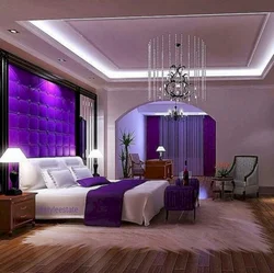 Пурпурны ў інтэр'еры спальні