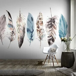 Living room interior with feathers