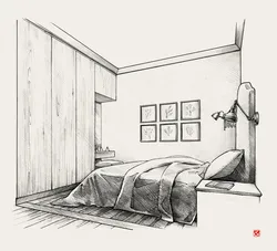 Интерьер в перспективе спальня