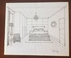 Bedroom interior in perspective