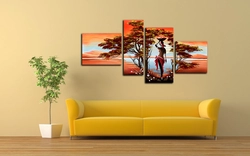 Triptych paintings for living room interior