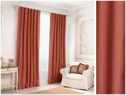 Terracotta Curtains In The Living Room Interior