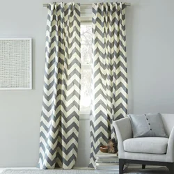 Zigzag curtains in the living room interior