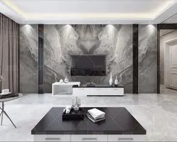 Marble photo wallpaper in the living room interior