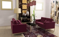 Lingonberry sofa in the living room interior