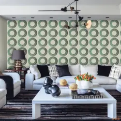 Wallpaper circles in the living room interior