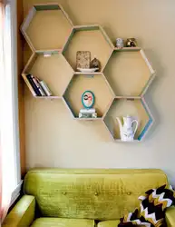 Honeycomb shelves in the hallway interior