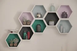 Honeycomb shelves in the hallway interior
