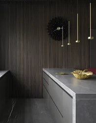 Black slats in the kitchen interior