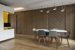 Wooden panels in the kitchen interior