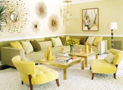 Lemon color in the living room interior