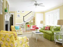 Lemon color in the living room interior