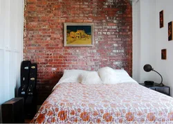 Red brick in the bedroom interior