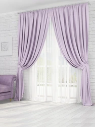 Lavender curtains in the bedroom interior