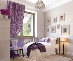 Lavender Curtains In The Bedroom Interior
