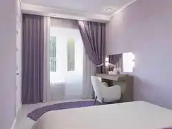 Lavender curtains in the bedroom interior