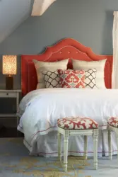 Terracotta bed in the bedroom interior