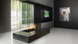Round Bio-Fireplace In The Living Room Interior