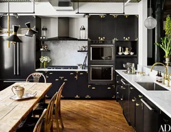 Black kitchen in the interior reviews