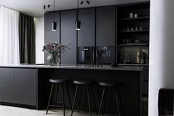 Black kitchen in the interior reviews