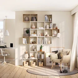 Open Shelving In The Living Room Interior