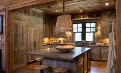 Barn board in the kitchen interior