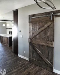 Barn board in the kitchen interior