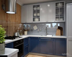 Blue IKEA kitchen in the interior